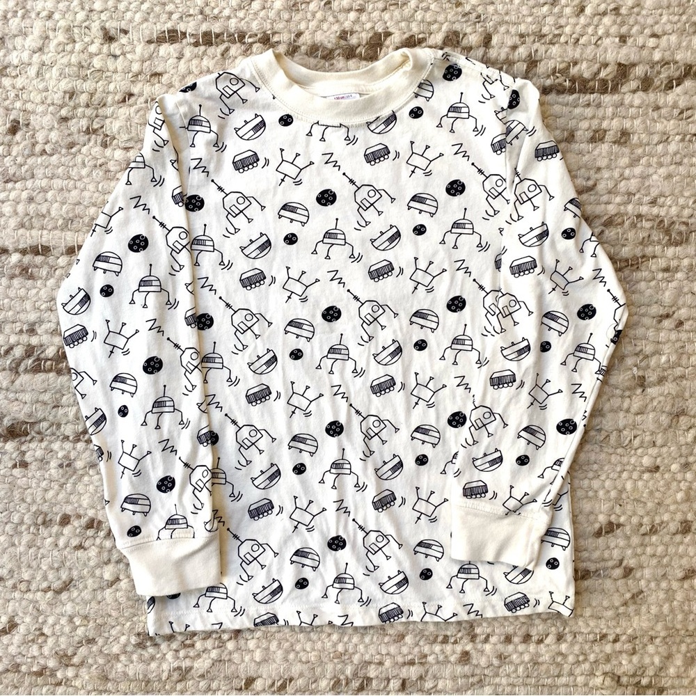 Hanna Andersson Kids Long John Pajama Top – Robots Print – Size 130 (US 8), NWOT - Picture 2 of 6
